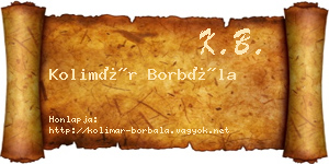 Kolimár Borbála névjegykártya