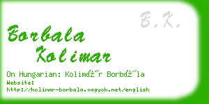 borbala kolimar business card